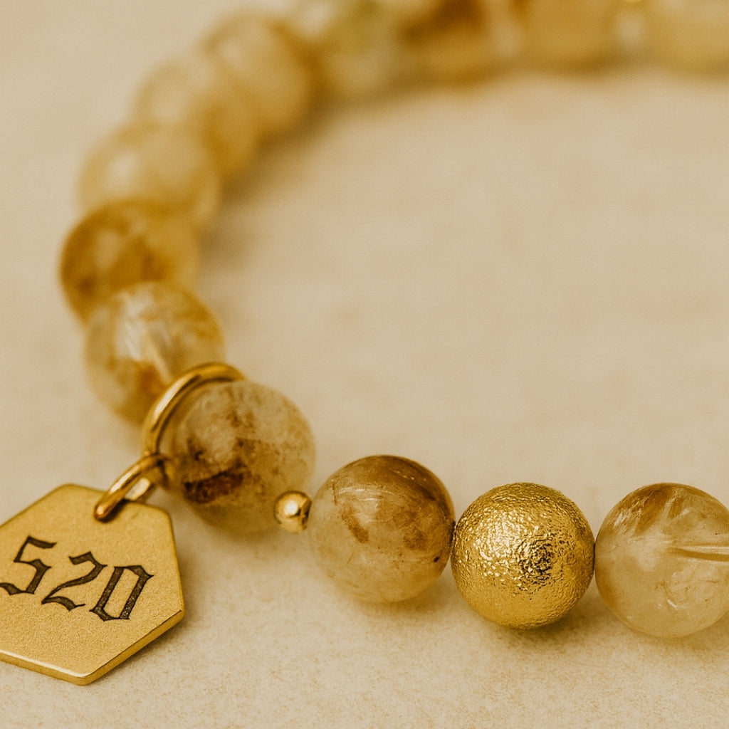 520 Citrine Money Magnet Bracelet 8mm |  18K Gold-Plated |