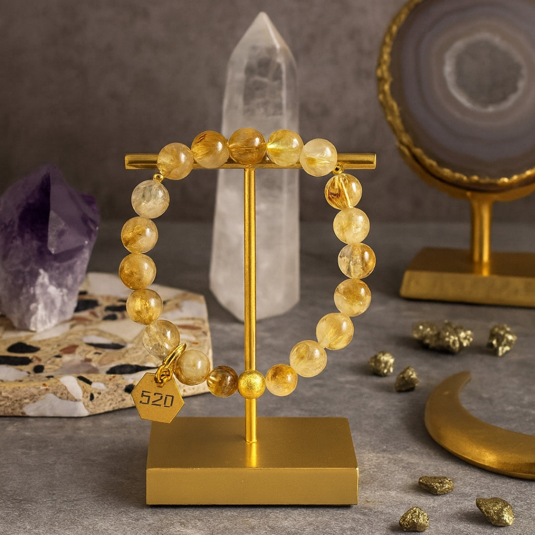 520 Citrine  Bracelet 8mm Love & Wealth Alignment 18K Gold-Plated