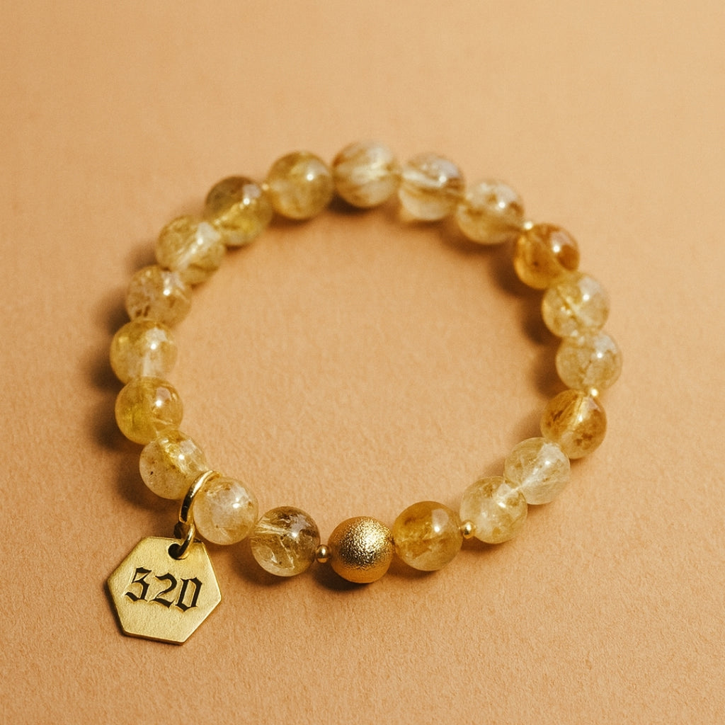 520 Citrine Money Magnet Bracelet 8mm |  18K Gold-Plated |