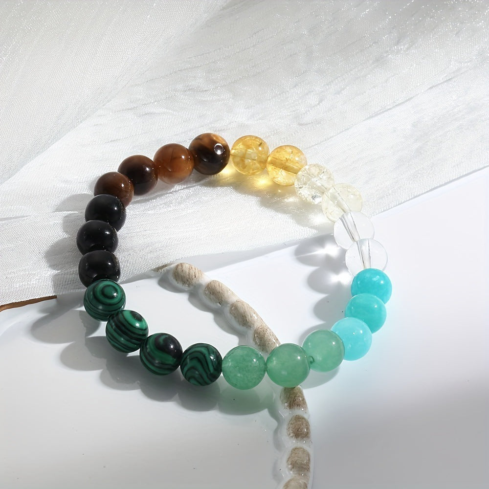 Harmony of Citrine, Dongling Stone, and Malachite Natural Gemstone Bracelet
