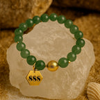 888 Abundance Code Bracelet – Green Aventurine 18K Gold-Plated