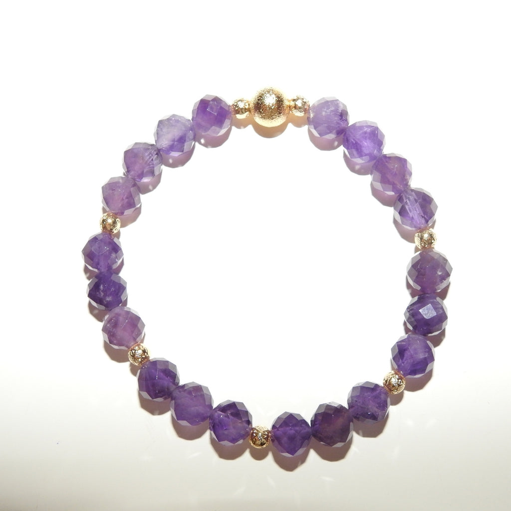 Amethyst Bracelet 8 mm Faceted – Amethyra Veil of Dreams – Arcana Aurora Collection