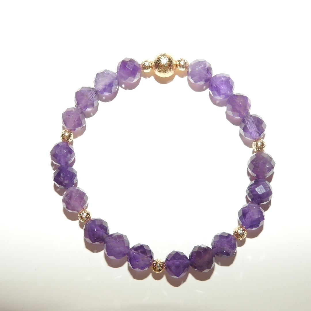 Amethyst Bracelet 8 mm Faceted – Amethyra Veil of Dreams – Arcana Aurora Collection
