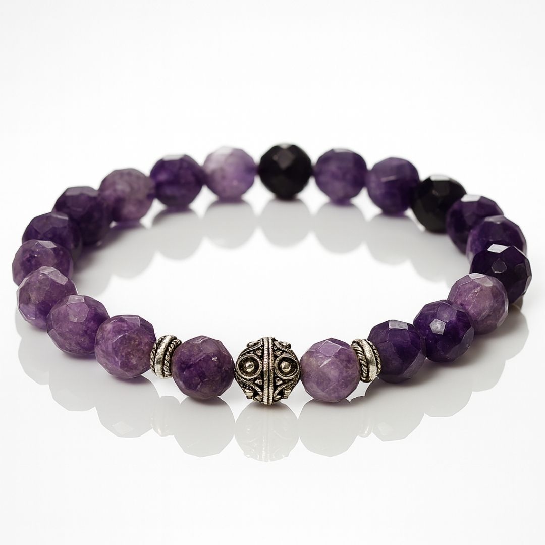 Lepidolite Bracelet 925 Sterling Silver For Overthinker