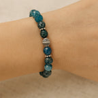 Blue Apatite Bracelet 8mm Natural Faceted Teal Gemstone | 925 Silver |