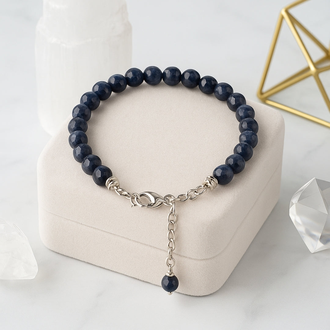 Purchase this Sapphire Vision Bracelet for a blend of royal luxury and spiritual intuition. Shop this 6mm Natural Stone Jewelry for its elegant and mystical vibe. Buy this Good Fortune talisman to boost your luck in every venture. Order this Third Eye Stone to access higher wisdom. Get this Anxiety Relief accessory to stay grounded in peace. Choose this Perfect Gift for Her or Him for any milestone. Select this Authentic Sapphire for its vibrant energy. Buy this Bestseller.
