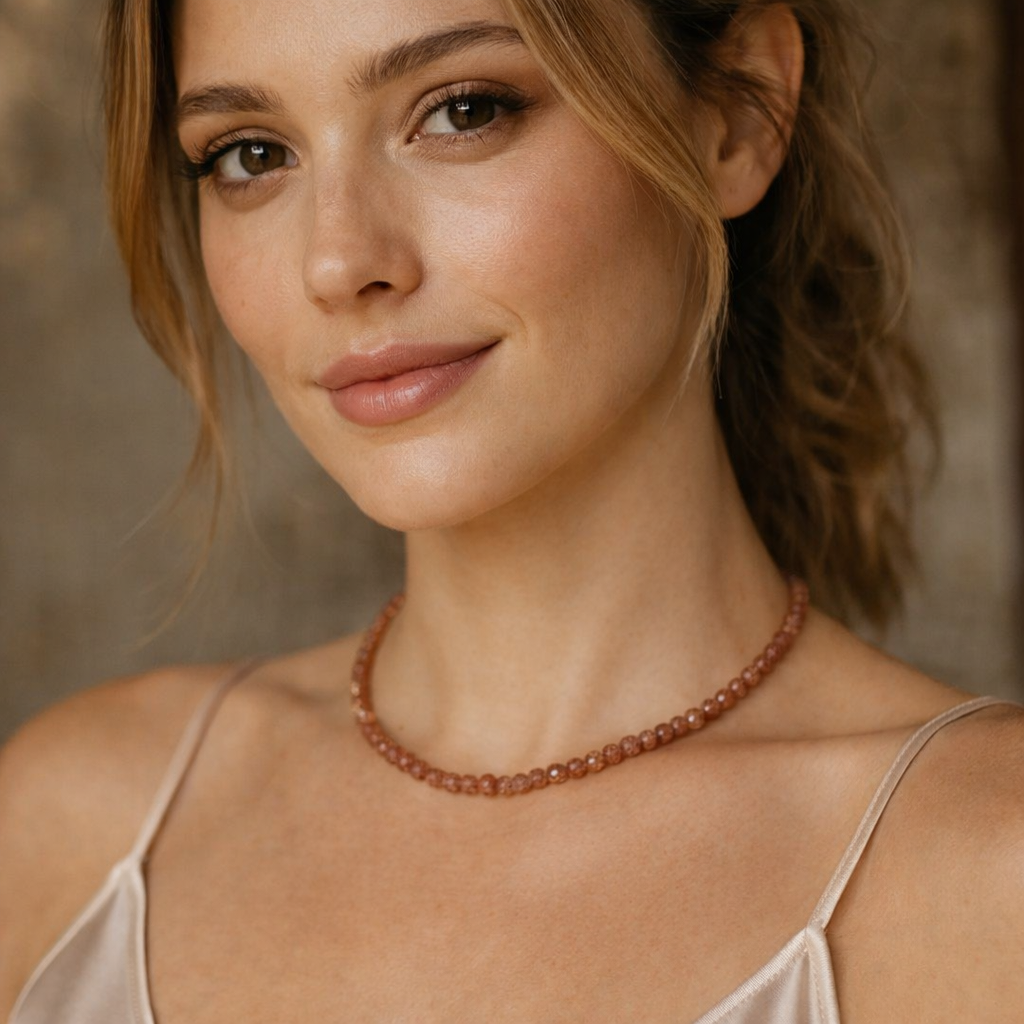 Strawberry Quartz Necklace | 925 Silver | New Beginnings Crystal | Rare Polygon Cut Gemstone