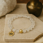 111 Clear Quartz Bracelet 8mm 18K Gold Plated