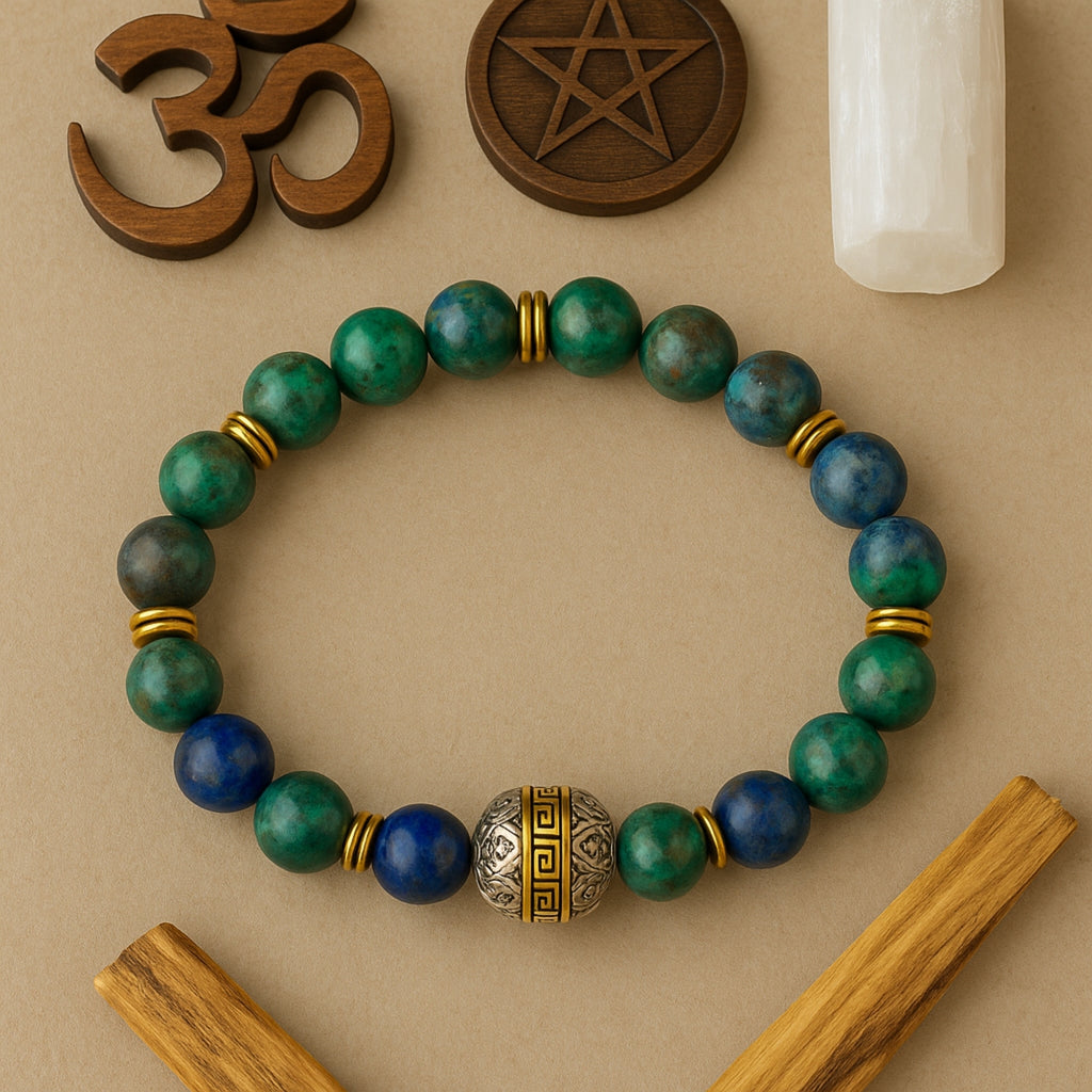 Natural Azurite Crystal Bracelet 8 mm|Erlik Khan’s Dragon Kutsal Quetzal