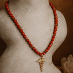 Red Jasper Hermes Talisman Necklace | Gold-Plated Pendant |