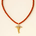 Red Jasper Hermes Talisman Necklace | Gold-Plated Pendant |