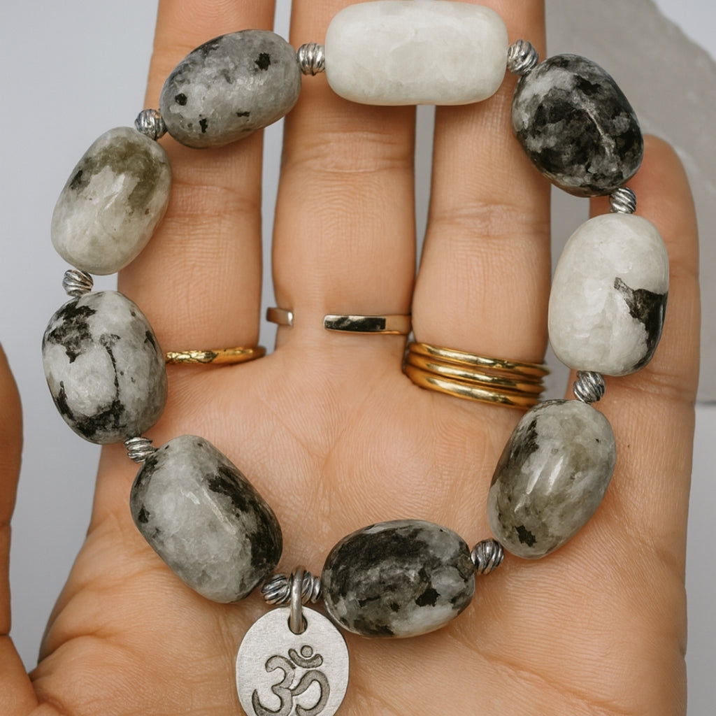 Black Tourmalinated Moonstone Bracelet