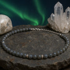 Natural Labradorite Necklace | 6mm Faceted Labradorite | Silver-Plated Accents