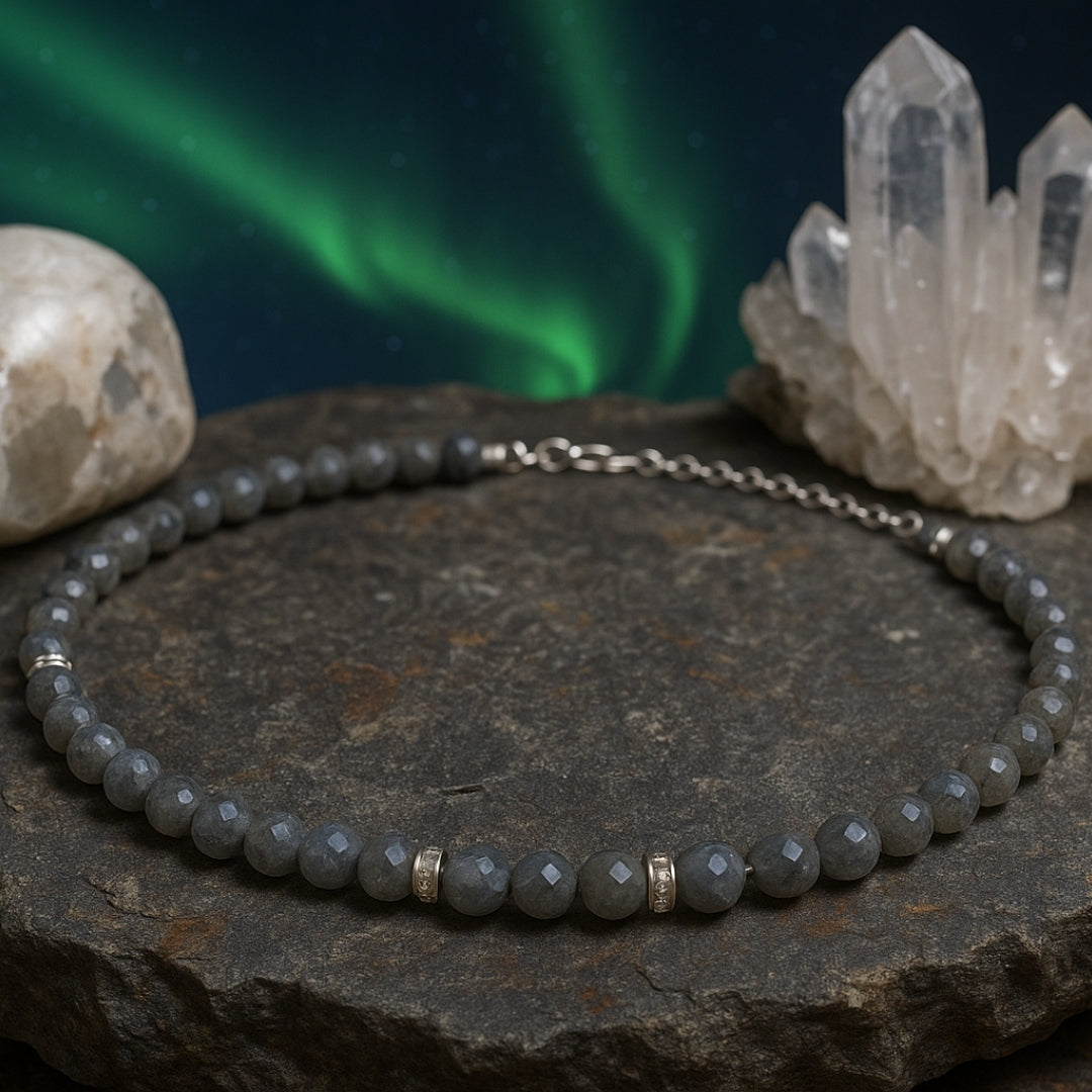Faceted Labradorite Necklace with Silver-Plated Beads | Astral Travel Protection, Soulmate Attraction, Moon Magic Jewelry