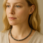 Natural Labradorite Necklace | 6mm Faceted Labradorite | Silver-Plated Accents