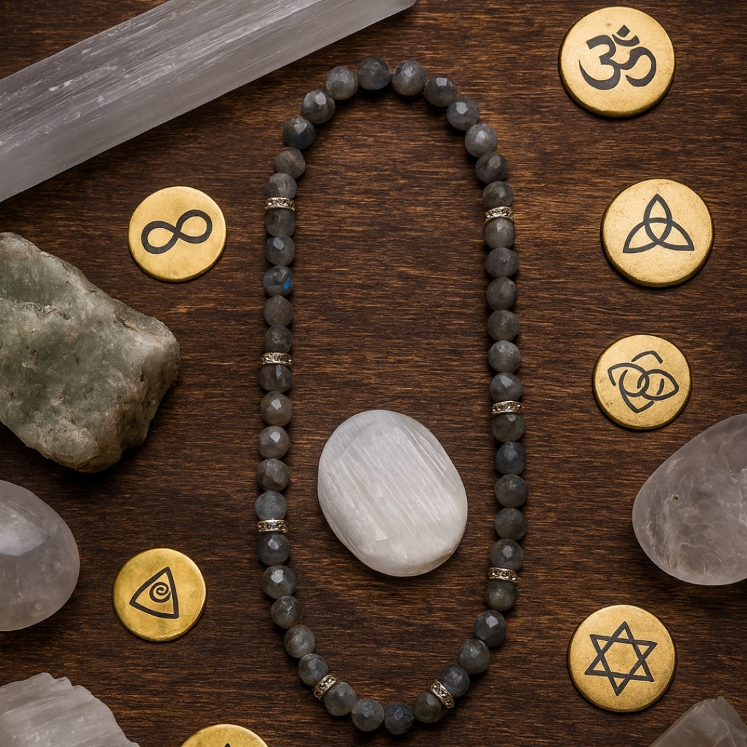 Faceted Labradorite Necklace with Silver-Plated Beads | Astral Travel Protection, Soulmate Attraction, Moon Magic Jewelry
