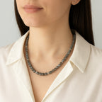 Natural Labradorite Necklace | 6mm Faceted Labradorite | Silver-Plated Accents
