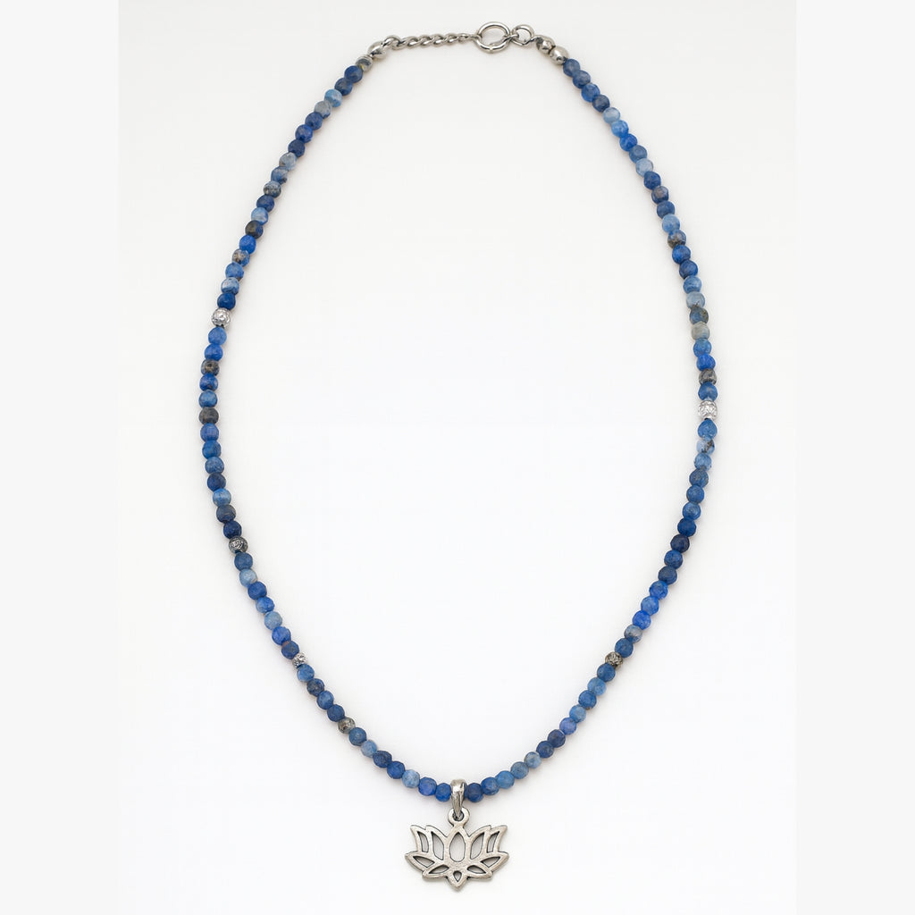 Lapis Lazuli Lotus Necklace | Spiritual Awakening Jewelry with Silver Lotus Pendant - Lotus Amulet for Enlightenment - Divine Connection