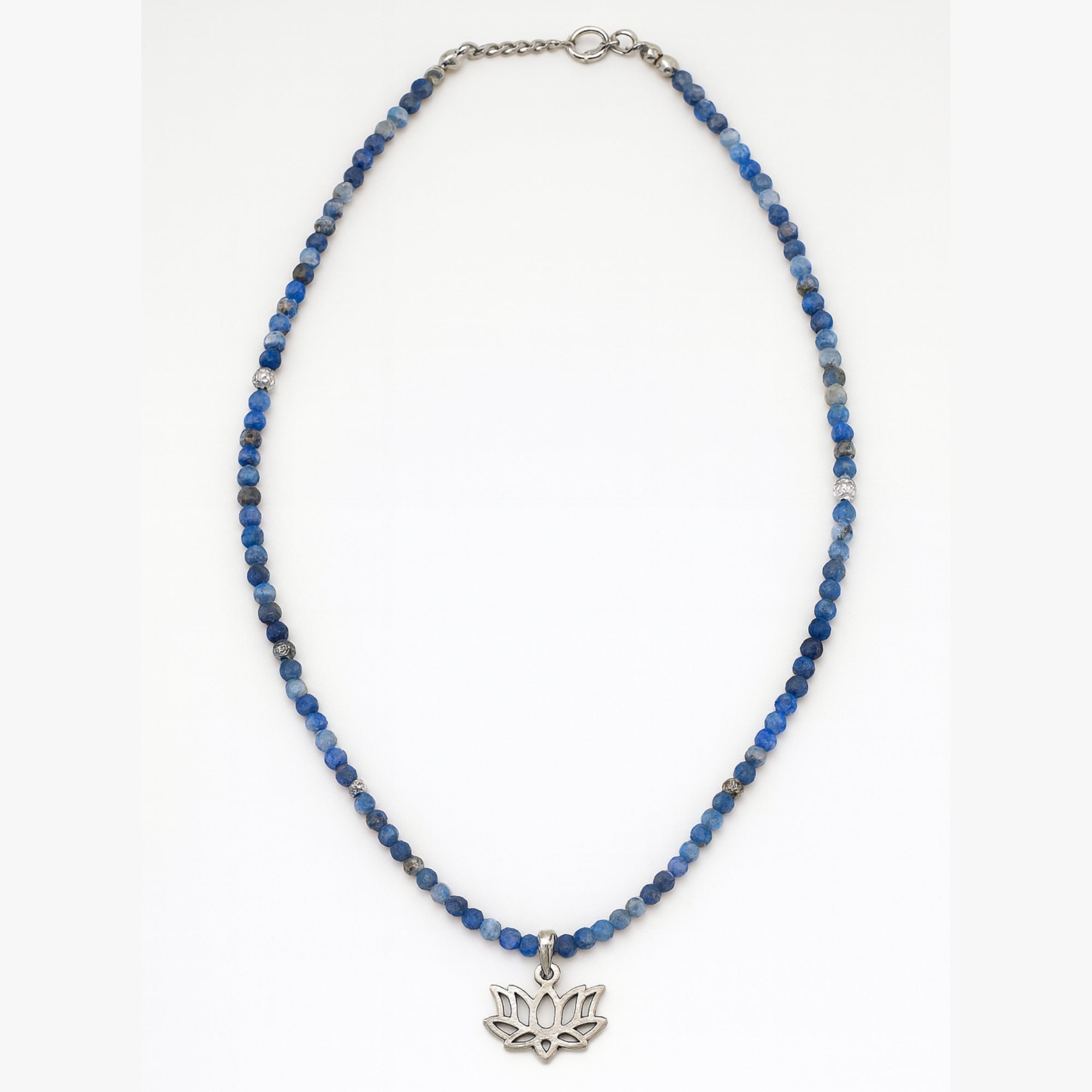 Lapis Lazuli Lotus Necklace | Spiritual Awakening Jewelry with Silver Lotus Pendant - Lotus Amulet for Enlightenment - Divine Connection
