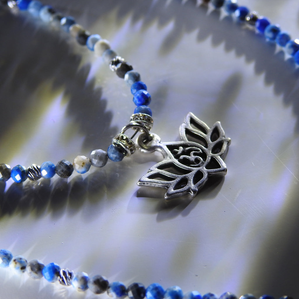 Lapis Lazuli Lotus Necklace | Spiritual Awakening Jewelry with Silver Lotus Pendant - Lotus Amulet for Enlightenment - Divine Connection