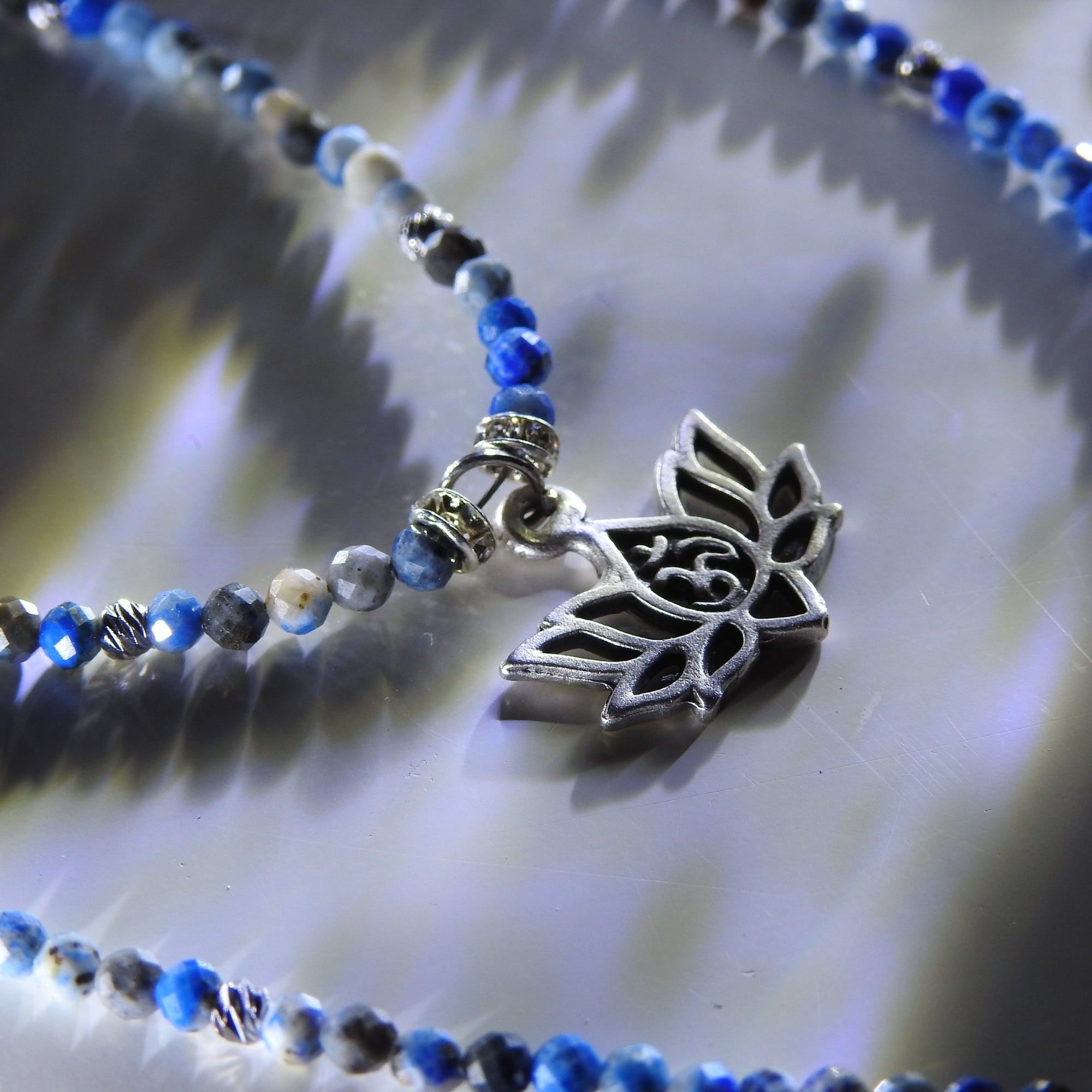 Lapis Lazuli Lotus Necklace | Spiritual Awakening Jewelry with Silver Lotus Pendant - Lotus Amulet for Enlightenment - Divine Connection