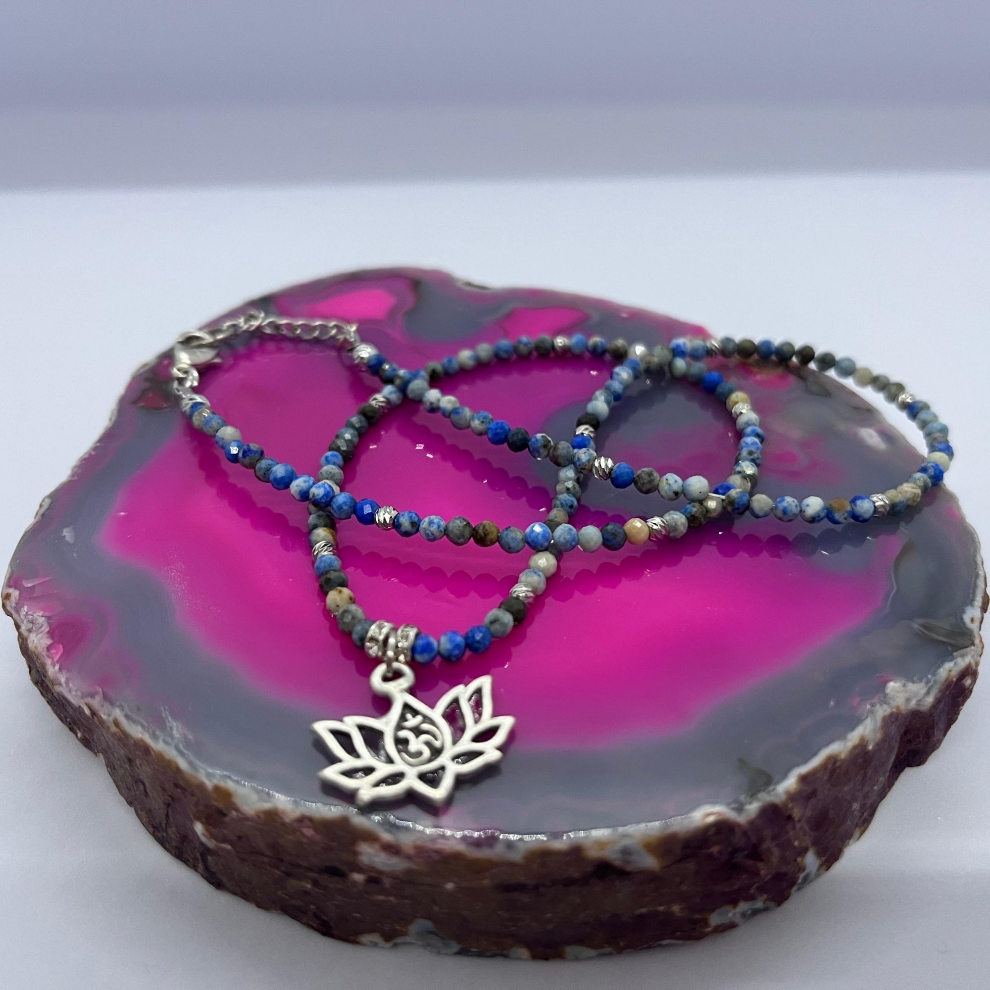 Lapis Lazuli Lotus Necklace | Spiritual Awakening Jewelry with Silver Lotus Pendant - Lotus Amulet for Enlightenment - Divine Connection