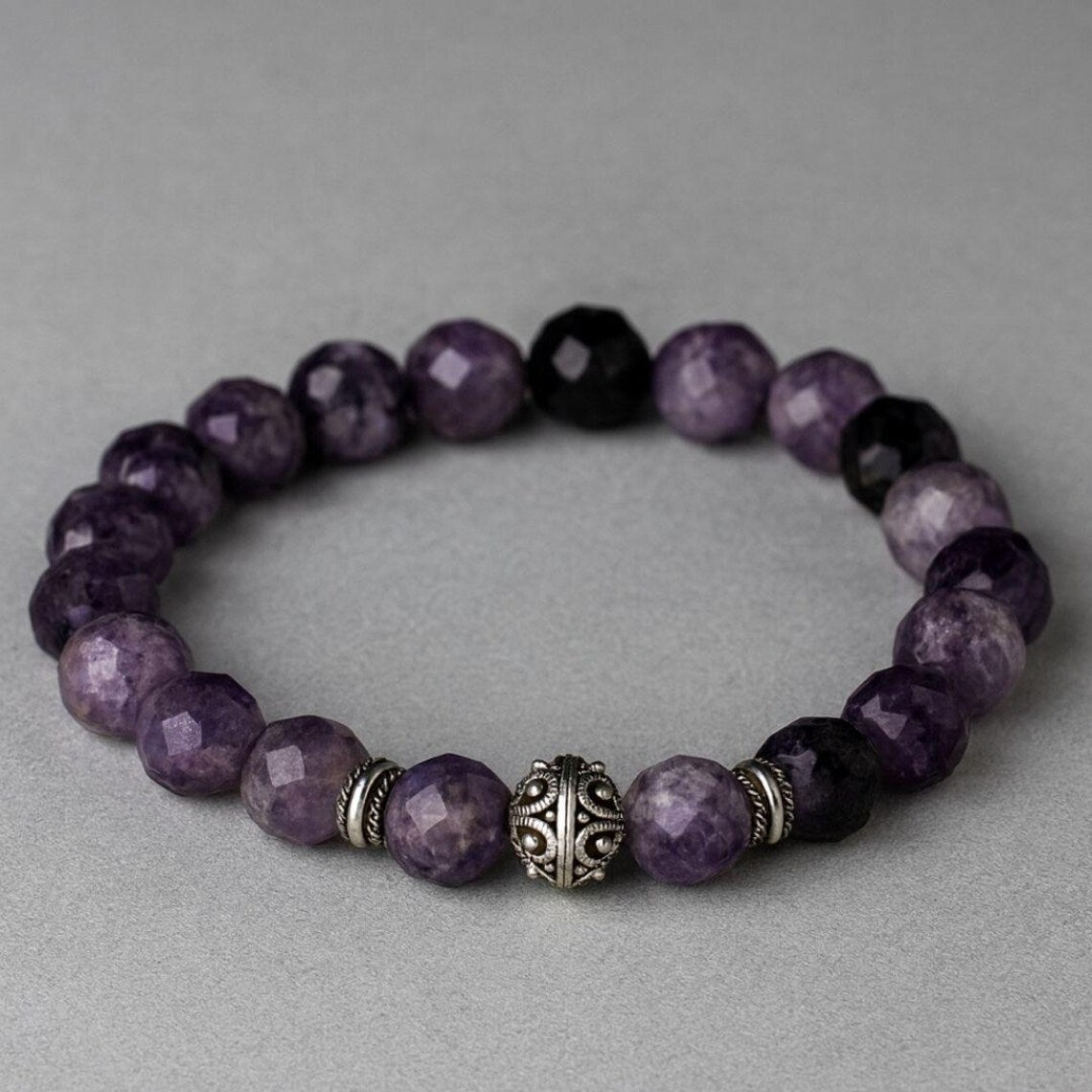 Lepidolite Bracelet 925 Sterling Silver For Overthinker