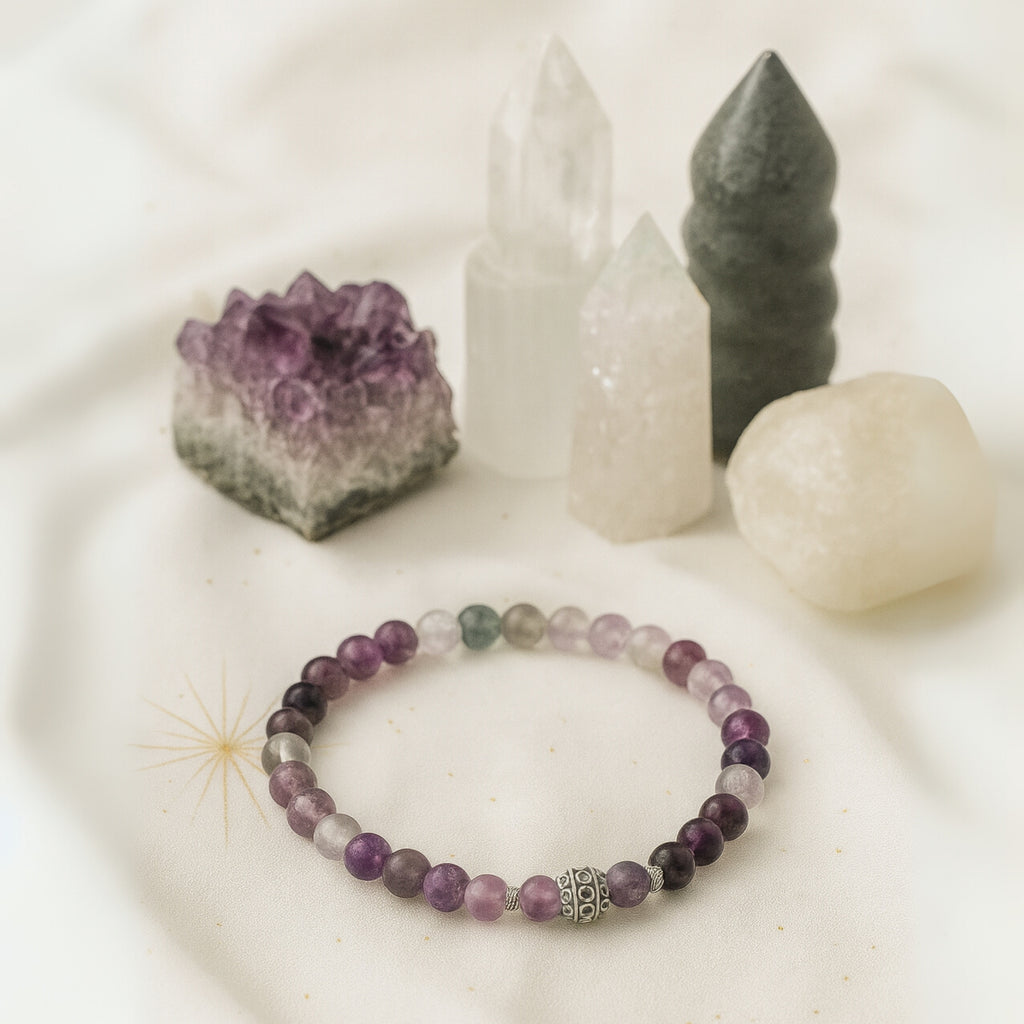 Fluorite Crystal Bracelet | 6mm Natural Fluorite Beads