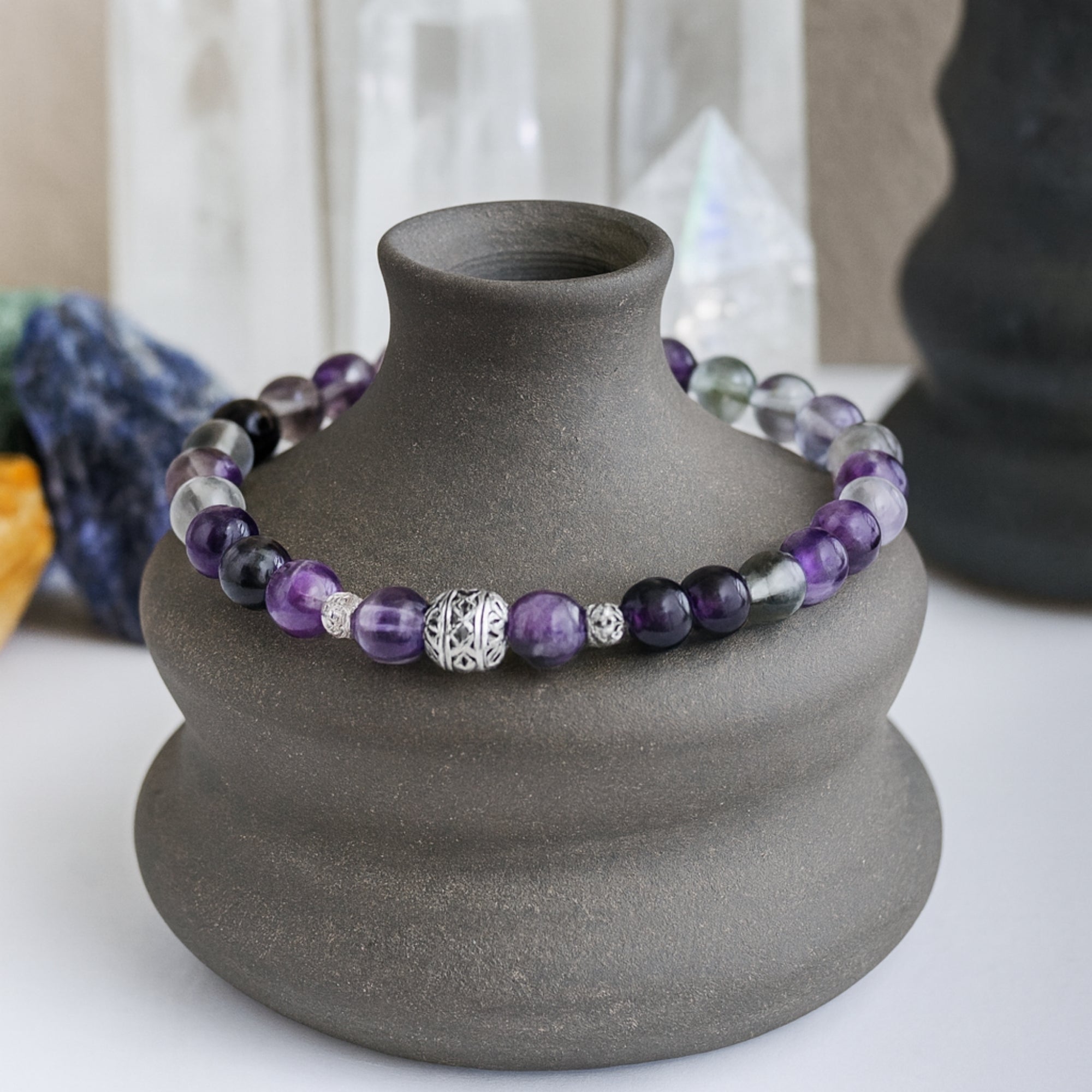 Fluorite Crystal Bracelet | 6mm Natural Fluorite Beads