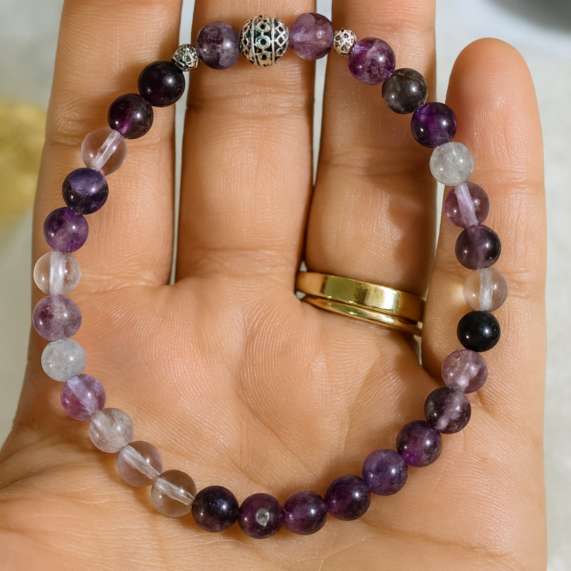 Fluorite Crystal Bracelet | 6mm Natural Fluorite Beads