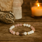 Moonstone Rose Quartz Bracelet | Love Energy & Feminine Intuition Gift |  Heart Chakra Gems
