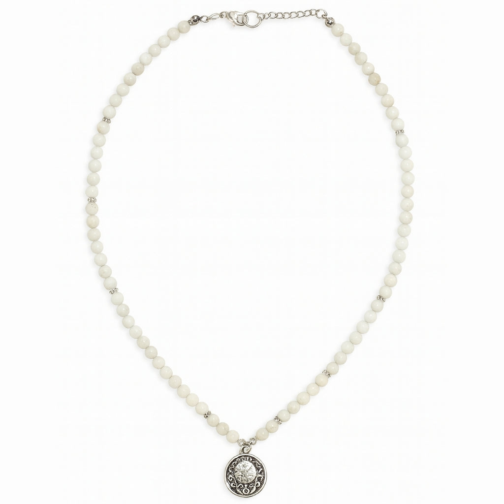 Moonstone Necklace 6mm | AAA White Moonstone with Antique Medallion | Goddess Jewelry | Starseed & Astral Crystal Talisman