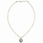 Moonstone Necklace | 6mm AAA White Moonstone | Antique Medallion