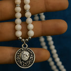 Moonstone Necklace | 6mm AAA White Moonstone | Antique Medallion