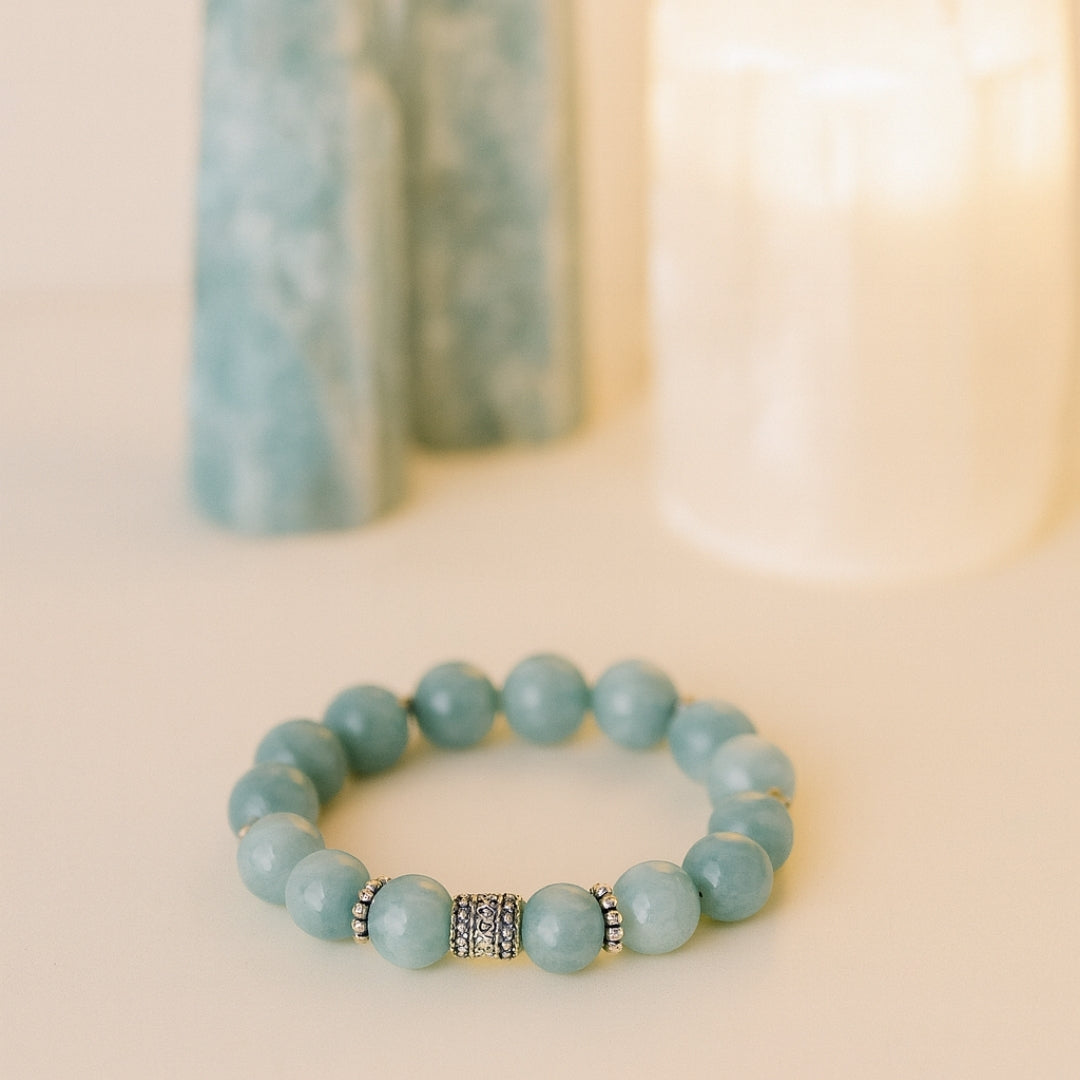Blue Quartz Beaded Bracelet (10 mm)
