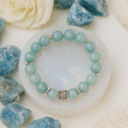 Blue Quartz Natural Stone Bracelet | 10mm Premium Beads | Peace • Mental Balance • Calm Energy | Luxury Meditation Gift