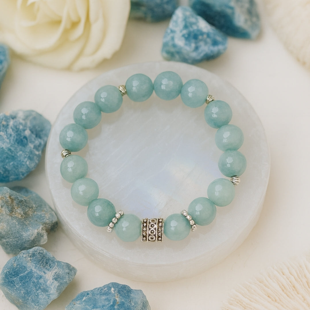Blue Quartz Beaded Bracelet (10 mm)
