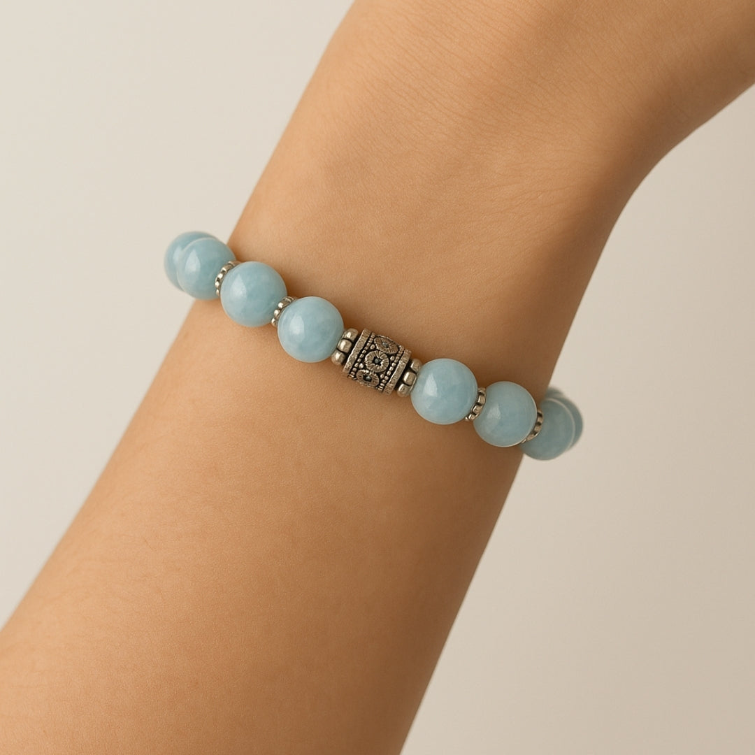 Blue Quartz Beaded Bracelet (10 mm)