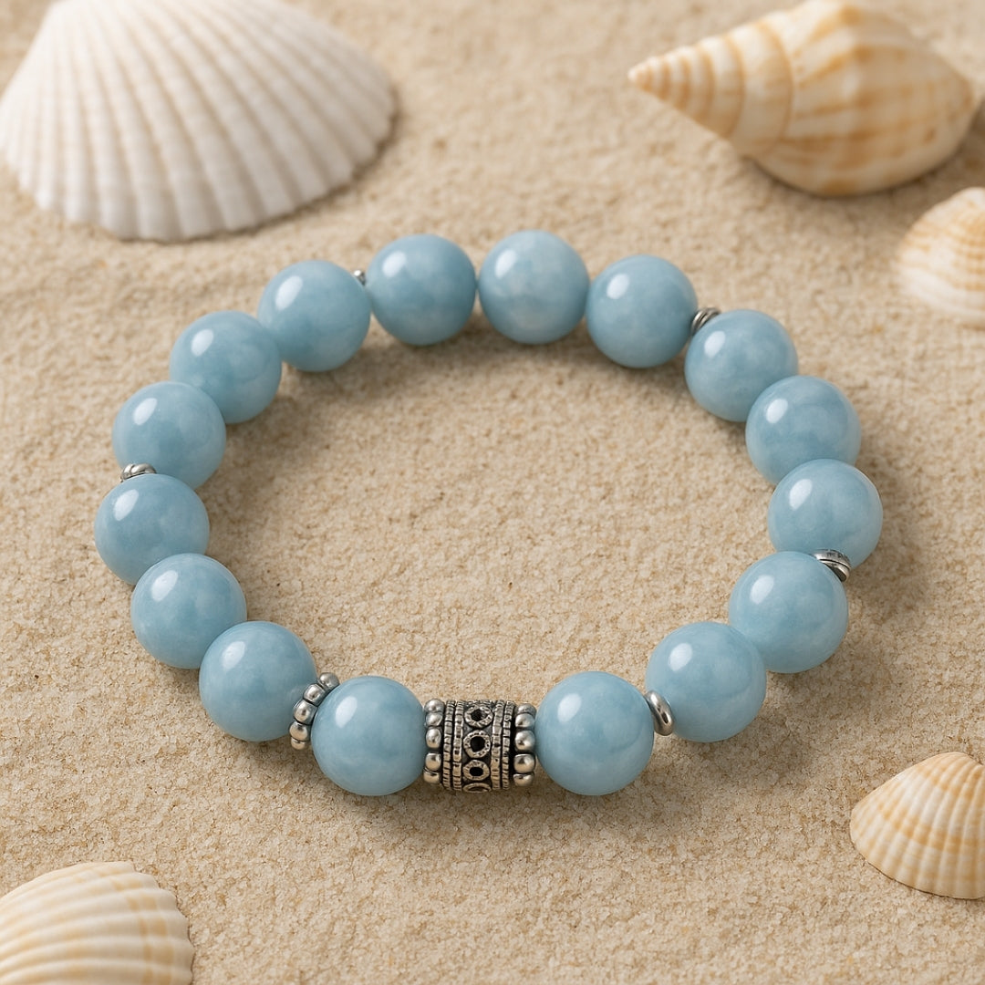 Blue Quartz Beaded Bracelet (10 mm)