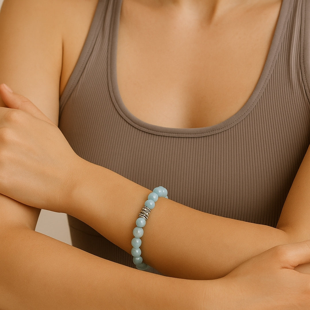 Blue Quartz Beaded Bracelet (10 mm)