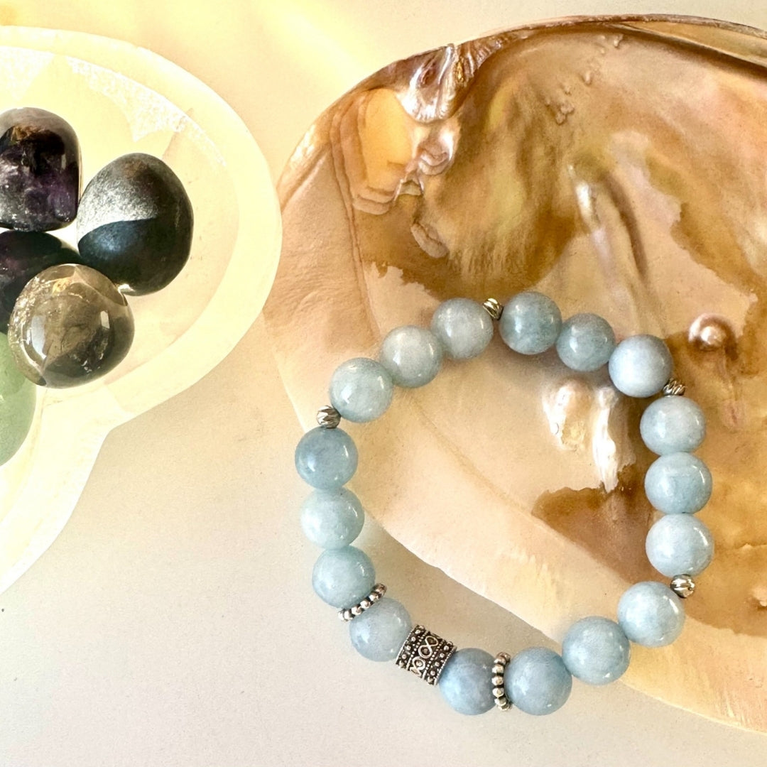 Blue Quartz Beaded Bracelet (10 mm)