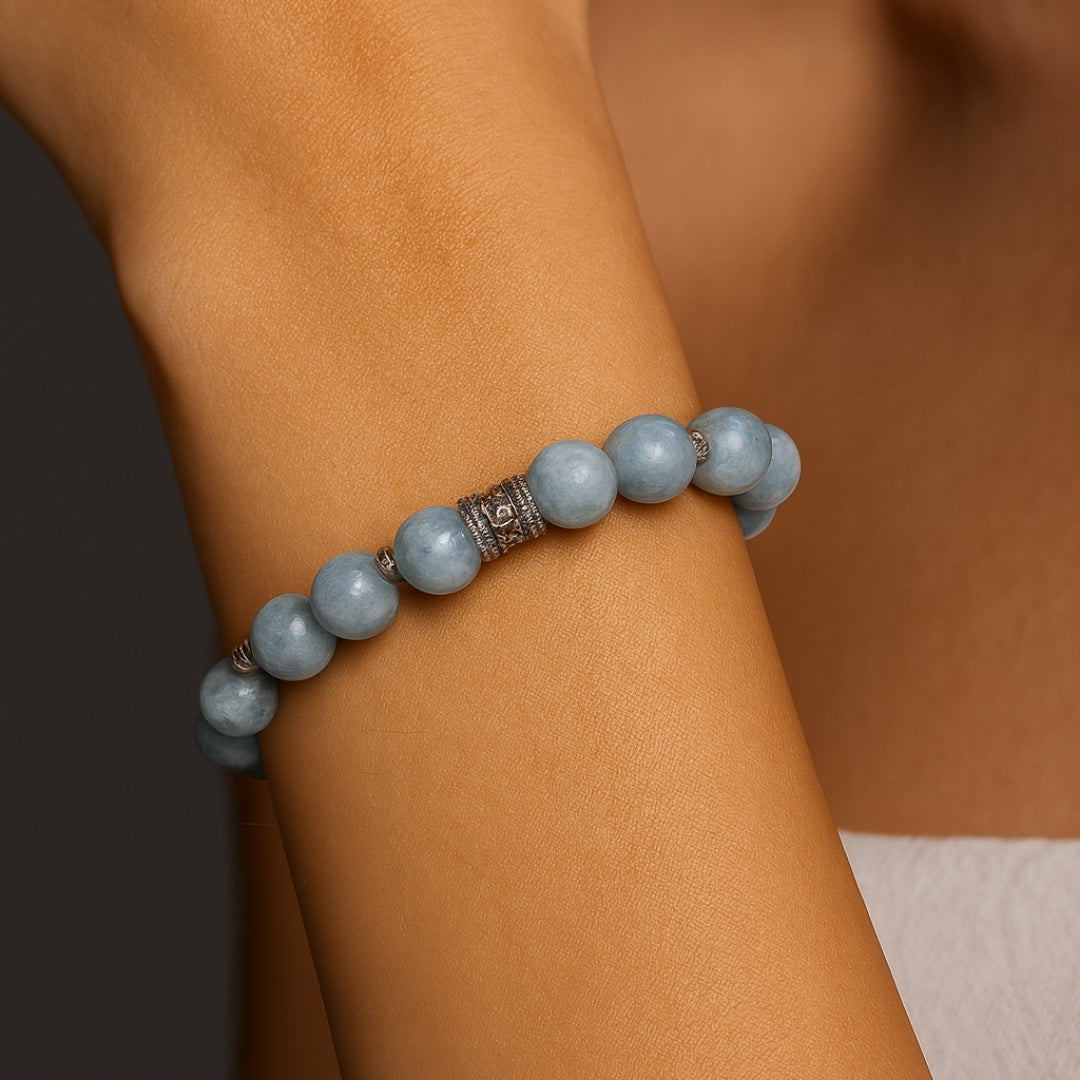 Blue Quartz Beaded Bracelet (10 mm)
