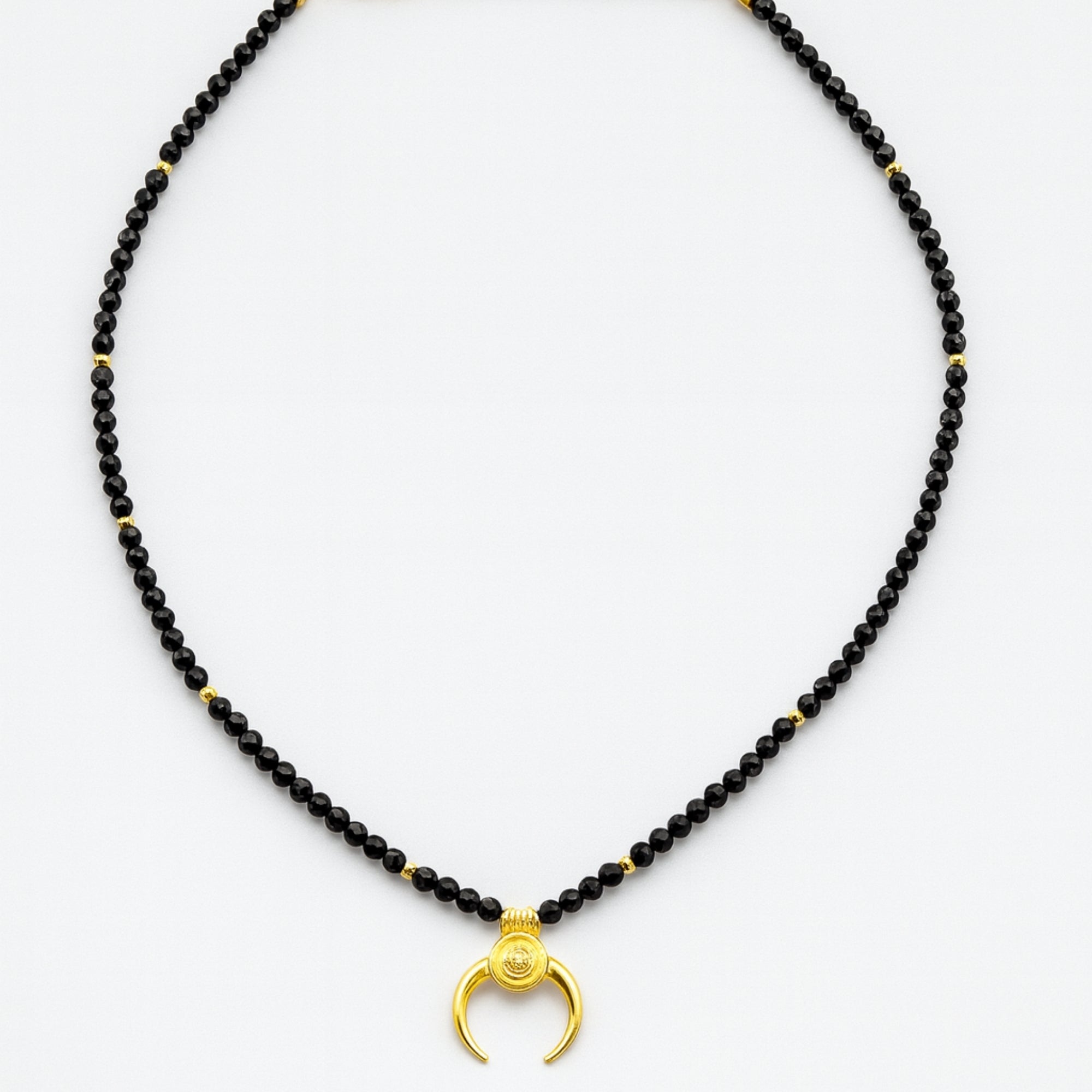 Black Obsidian Crescent Moon Necklace Gold Plated Protective Amulet Grounding & Intuition | Spiritual Jewelry for Energy Shield