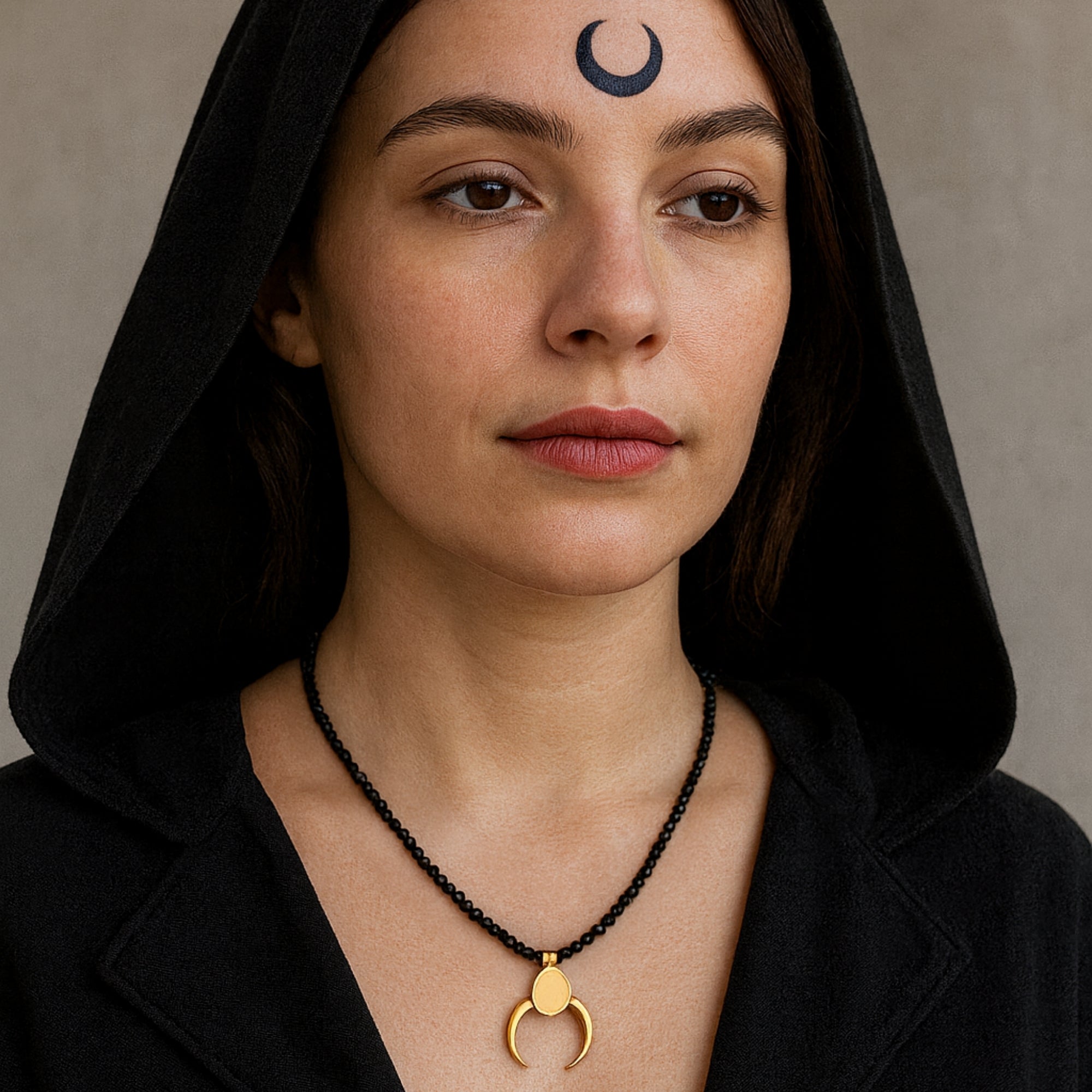 Black Obsidian Crescent Moon Necklace Gold Plated Protective Amulet Grounding & Intuition | Spiritual Jewelry for Energy Shield