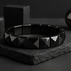 Obsidian Core Bracelet presented in an elegant gift box — the perfect spiritual gift for him or her. 12x12mm pyramid-cut Silver Obsidian luxury bracelet, handmade with natural gemstones. Ideal for birthdays, anniversaries, and spiritual milestones. Crystal healing bracelet, protection talisman, ready-to-gift crystal jewelry.