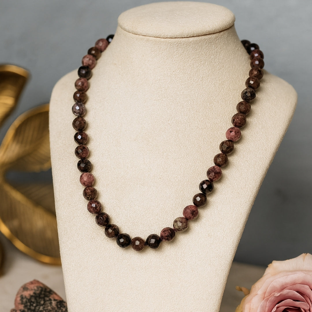 Rhodonite Gold Hematite Necklace |