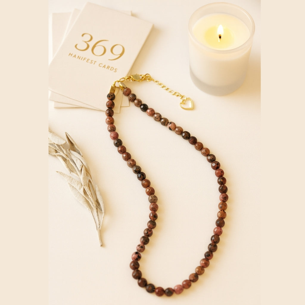 Rhodonite Gold Hematite Necklace |