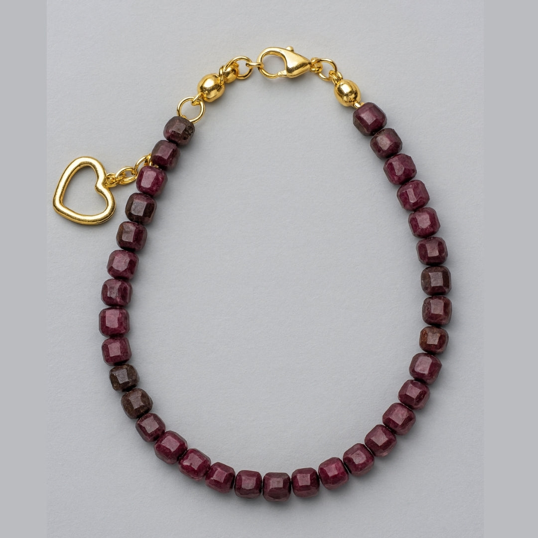 Ruby Cube Bracelet | 18K Gold Plated | Natural Gemstone Jewelry