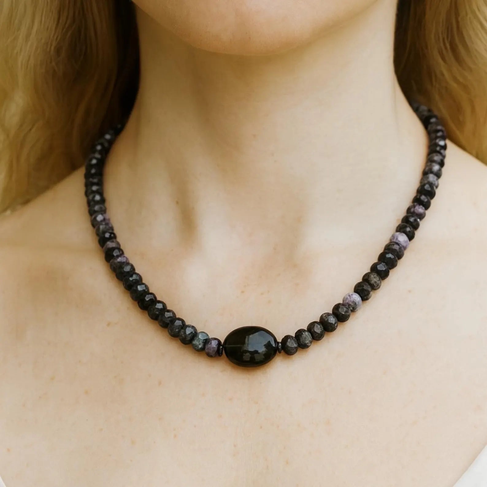 Rare Sugilite & Smoky Quartz Necklace