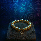 Pearl Charm Bracelet | 8mm Genuine Pearls & Gold Star Charm